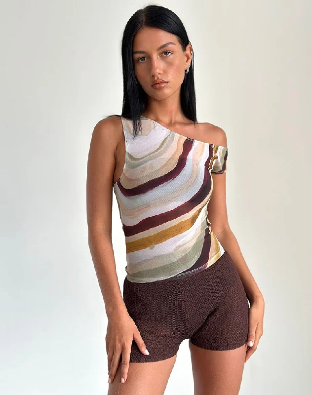 Sohan Asymetrical Top in Mesh Wiggle Sunset