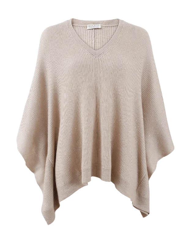 Ribbed Pailette Poncho