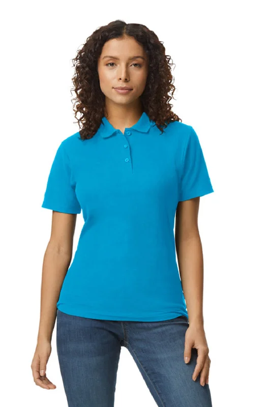 Gildan Womens SoftStyle Double Pique Short Sleeve Polo Shirt - Sapphire Blue