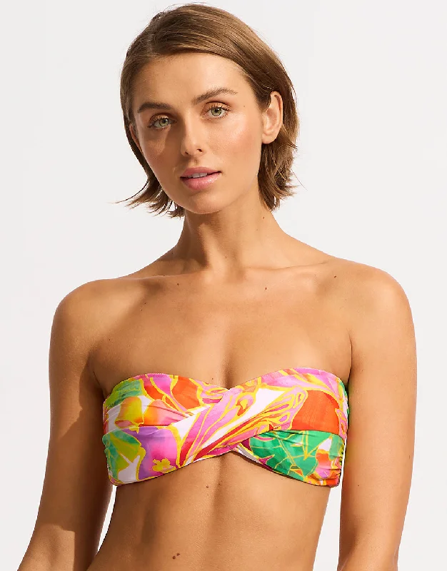 Wonderland Twist Bandeau Bikini Top - Fuchsia Rose