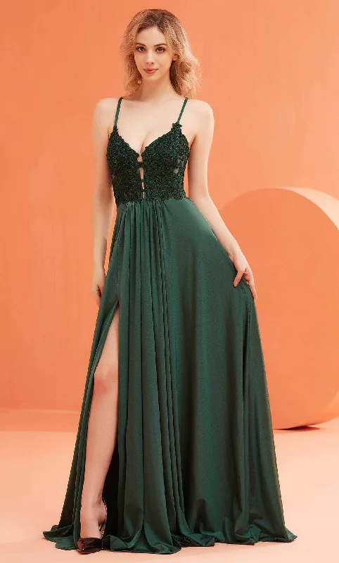 J'Adore Dresses J22028 - Sheer Lace A-Line Evening Gown