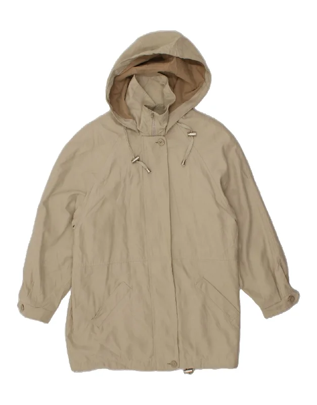 LONDON FOG Womens Hooded Windbreaker Jacket UK 10 Small Beige Polyamide