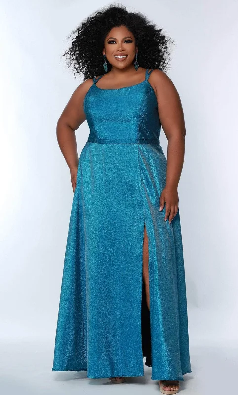 Sydney's Closet SC7344 - Dual Strap Metallic Prom Gown