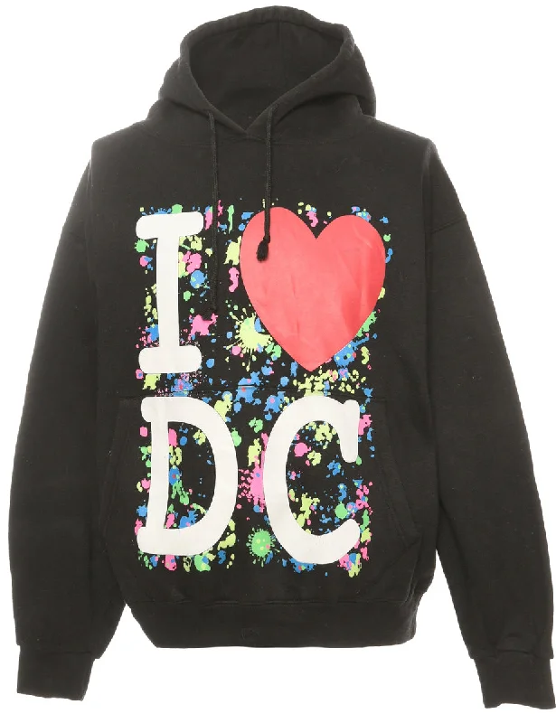 Black Printed Hoodie - L