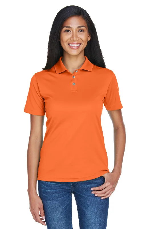 UltraClub Womens Cool & Dry Moisture Wicking Short Sleeve Polo Shirt - Orange - Closeout