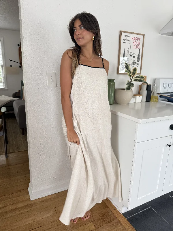 Things Between Giana Linen Sleeveless Maxi Dress (Cream)