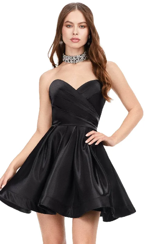 Ashley Lauren 4644 - Sweetheart Pleated Satin Cocktail Dress