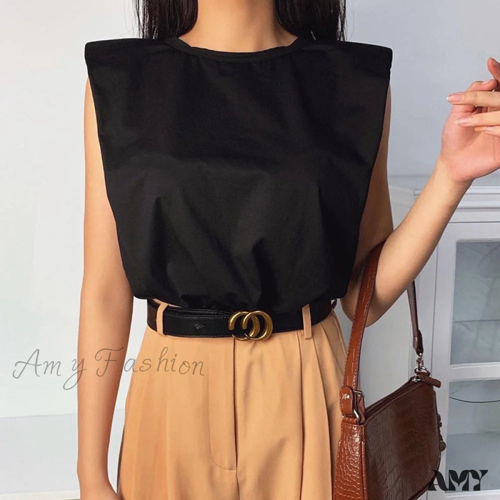 Amy Fashion - Fashion Loose Sleeveless T-shirt