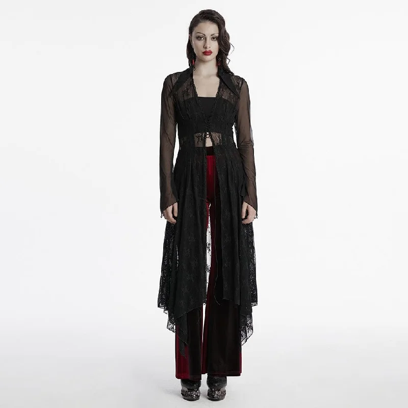 Women's Gothic Plunging Lapel Collar Lace Cardigan