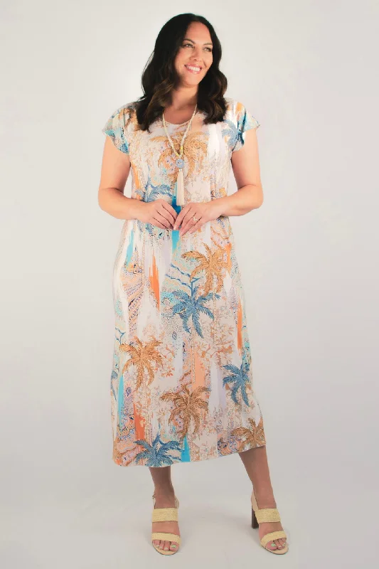 Oasis Print Short Sleeve Jersey Maxi Dress