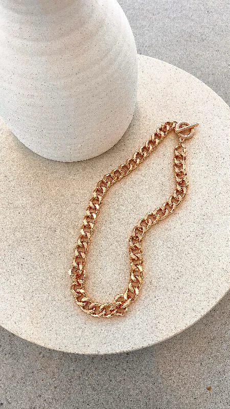 Chunky Fob Chain Necklace - Gold