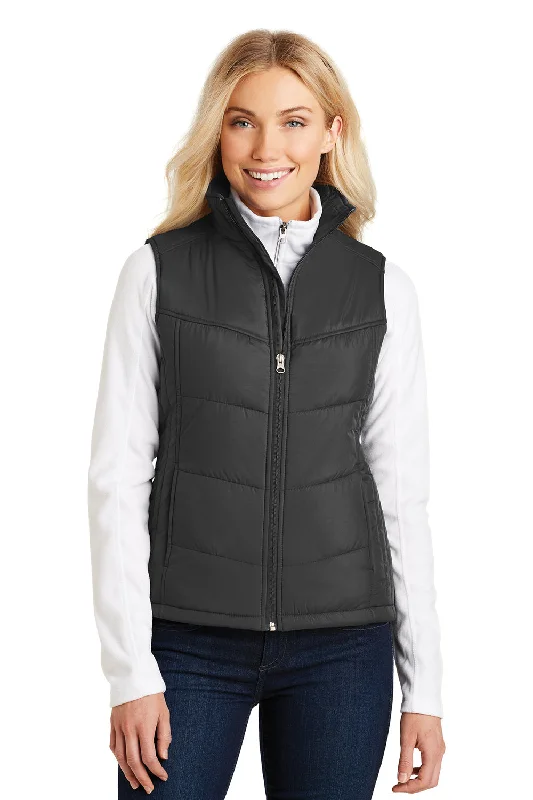 Port Authority Womens Wind & Water Resistant Full Zip Puffy Vest - Black