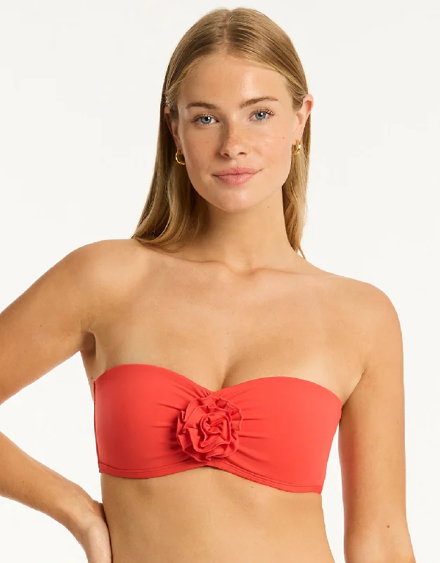 Casa Del Mar Flower Bandeau Bikini Top - Flame