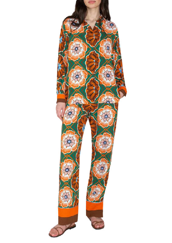 Havana Crepe Trouser in Flower Pop Orange