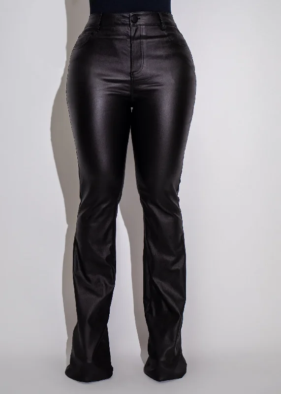 Obsidian Flair Faux Leather Pants Black