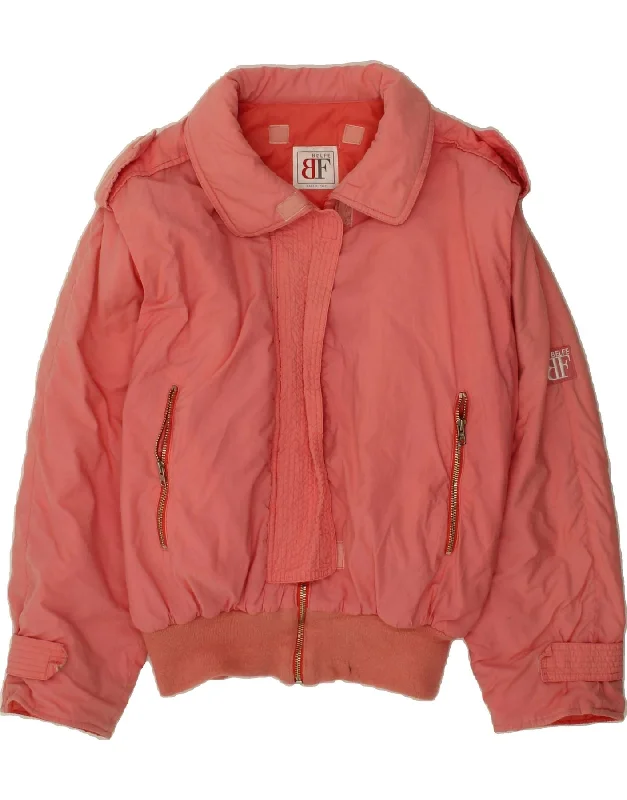 BELFE Womens Padded Jacket UK 16 Large Pink Cotton