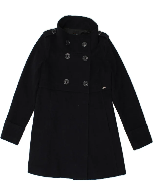 MISS SIXTY Womens Double Breasted Coat UK 14 Medium Navy Blue