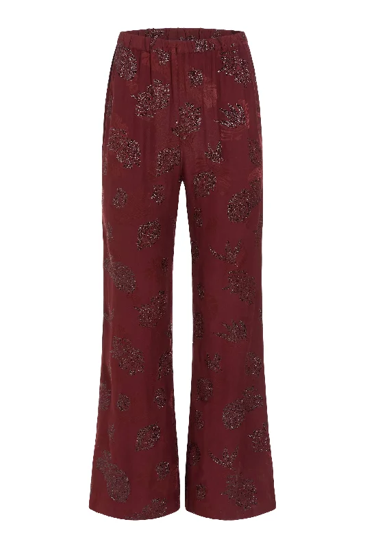 Gigi Maroon Floral Easy Pant