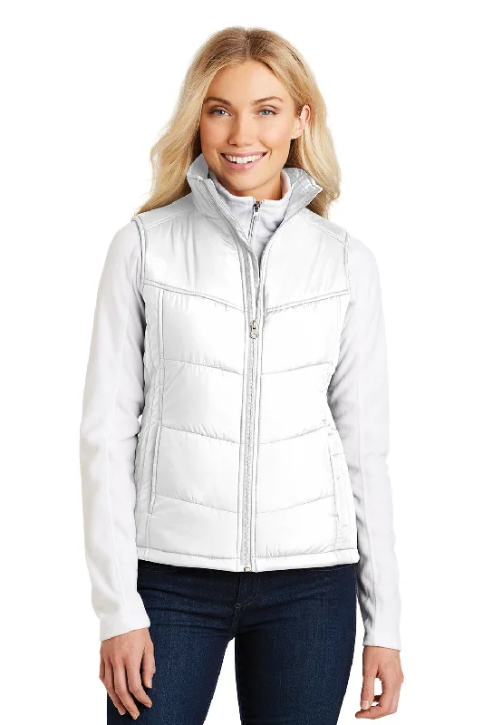 Port Authority Womens Wind & Water Resistant Full Zip Puffy Vest - White