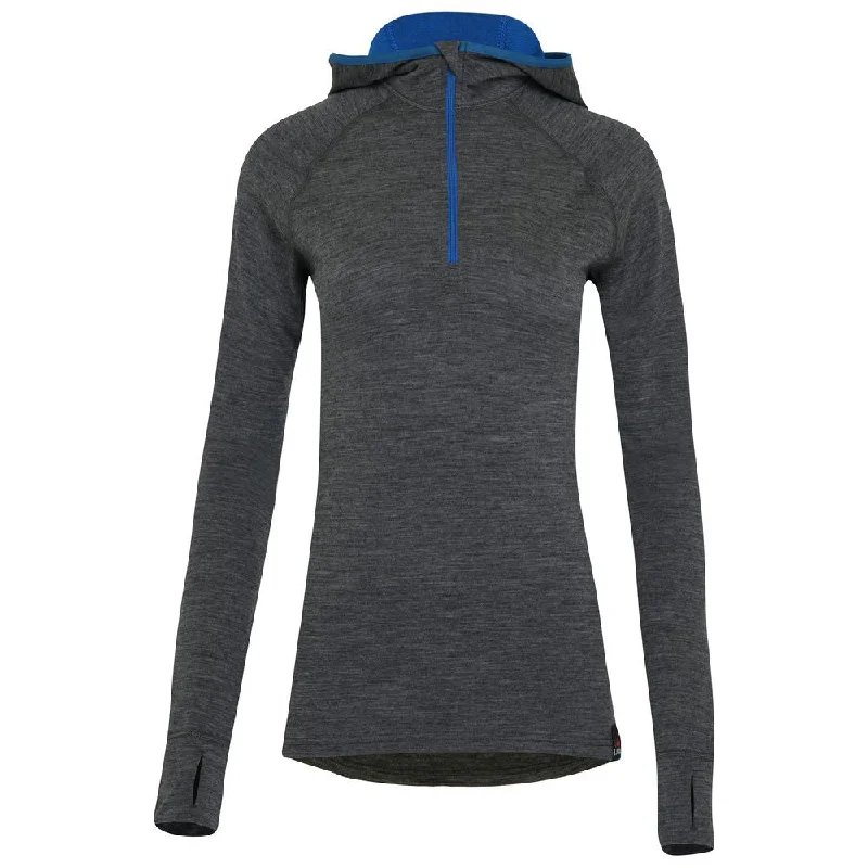 Womens Merino 200 Zip Neck Hoodie (Smoke)