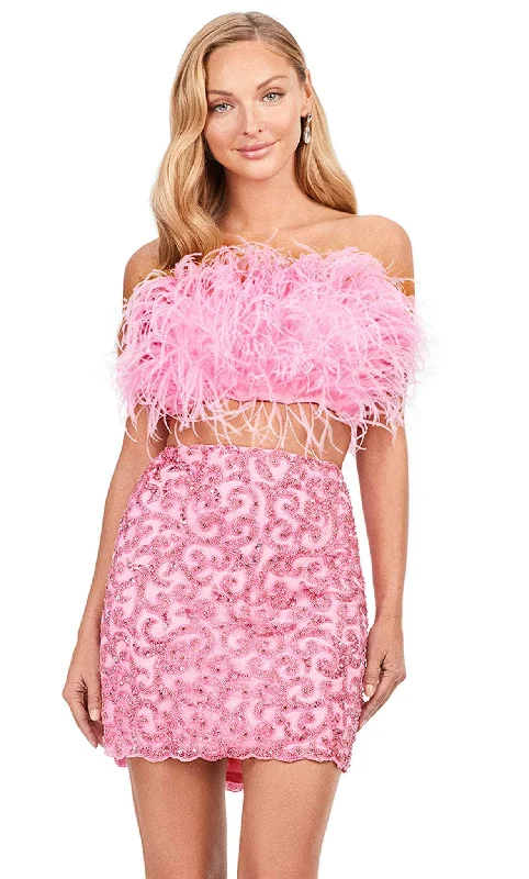 Ashley Lauren 4599 - Feather Bustier Strapless Cocktail Dress