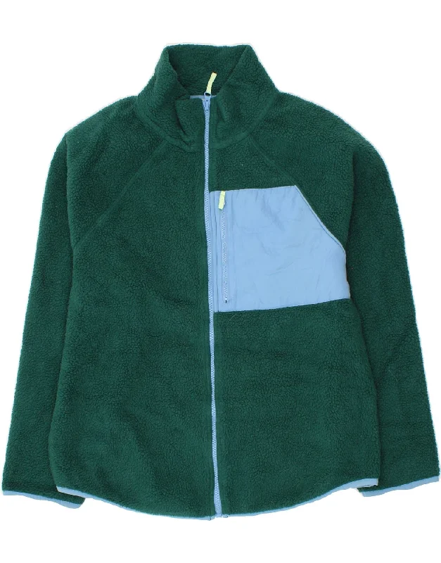 J. CREW Womens Fleece Jacket UK 14 Medium Green Colourblock Polyester