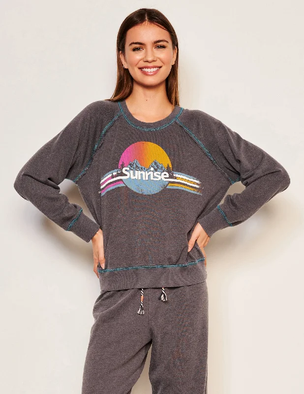 Sundry Sunrise Raglan Sweatshirt in Washed Black