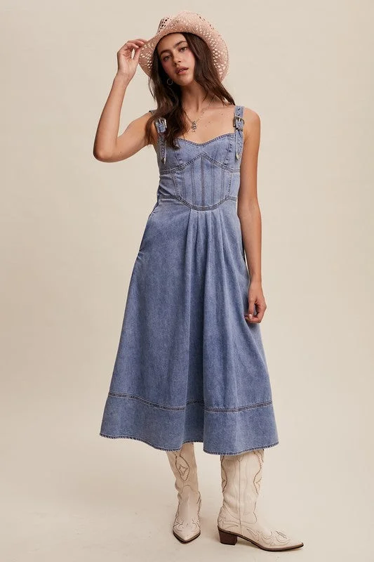 Hannah Western Denim Midi Dress