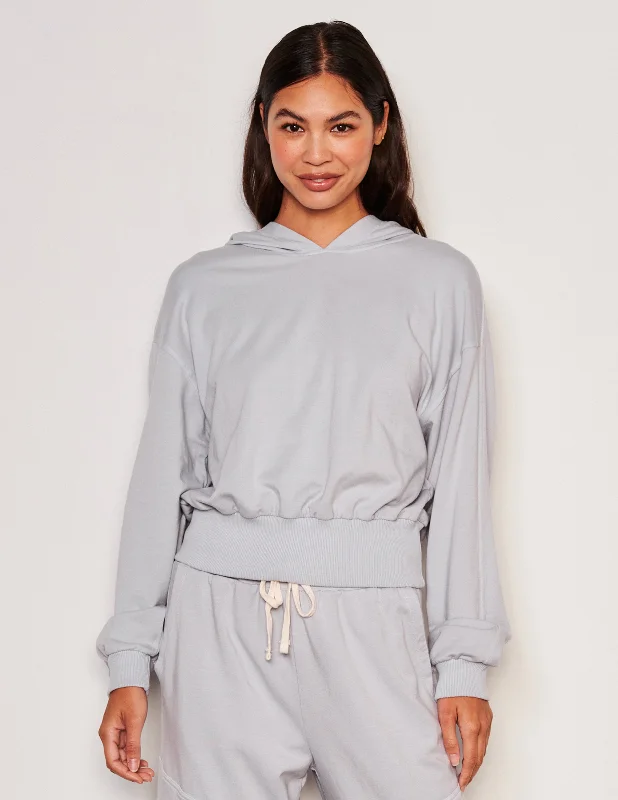 Sundry Lounge Banded Hoodie in Blue Linen