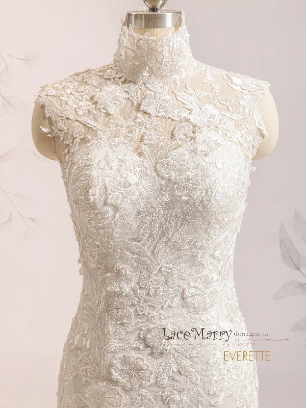 EVERETTE / 3D Lace Wedding Dress with Turtleneck Design