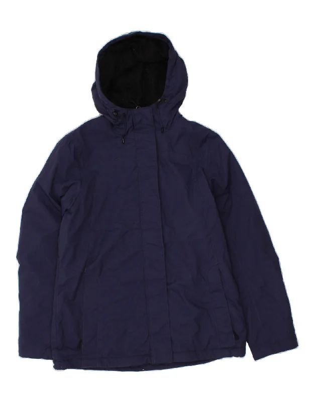 L.L.BEAN Womens Hooded Windbreaker Jacket UK 10 Small Navy Blue Nylon