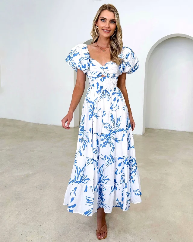 TEISA MAXI DRESS -BLUE/WHITE