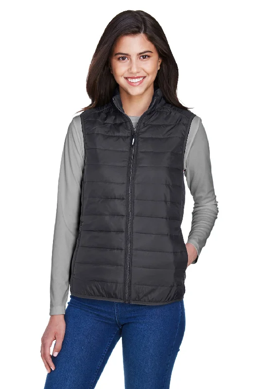 Core 365 Womens Prevail Packable Puffer Water Resistant Full Zip Vest - Carbon Grey