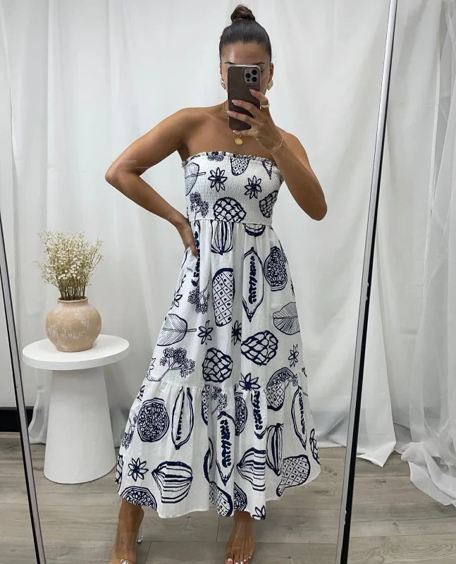 VERONA MIDI DRESS -BLUE PRINT