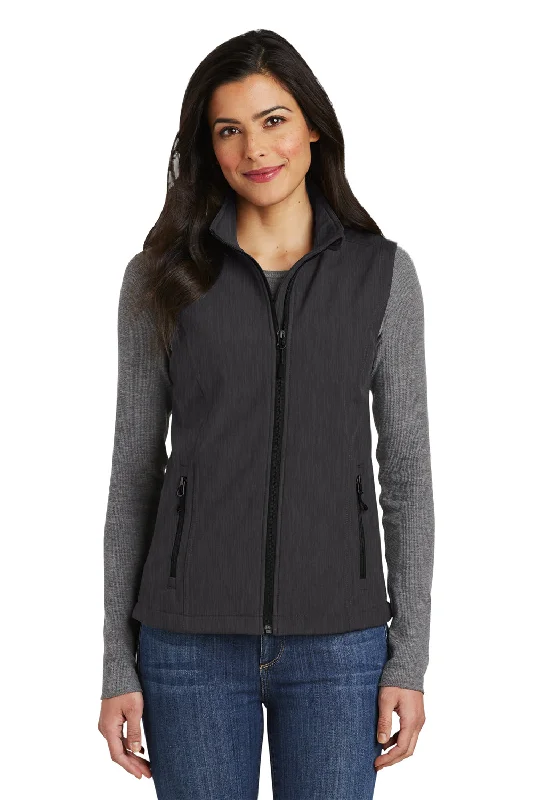 Port Authority Womens Core Wind & Water Resistant Full Zip Vest - Heather Charcoal Black