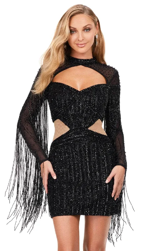 Ashley Lauren 4601 - Long Sleeve Sequin Embellished Cocktail Dress