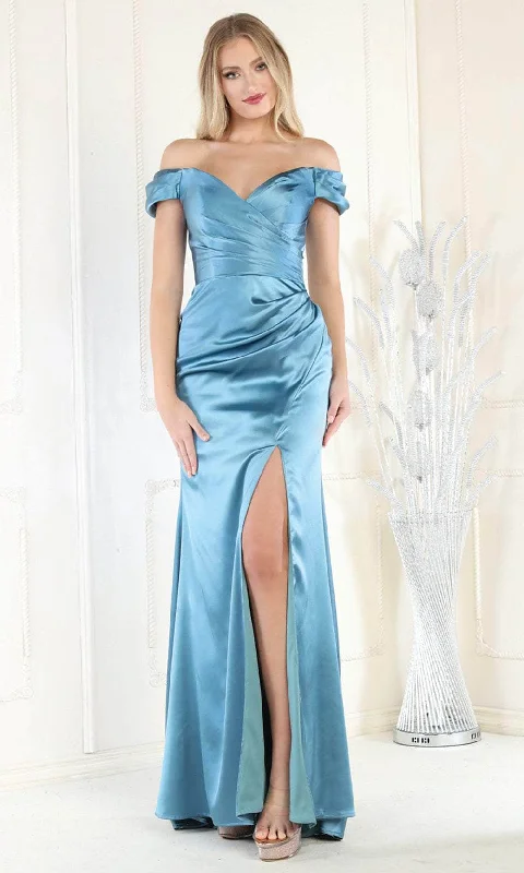 May Queen MQ1997 - Off-Shoulder Ruched Detail Prom Dress