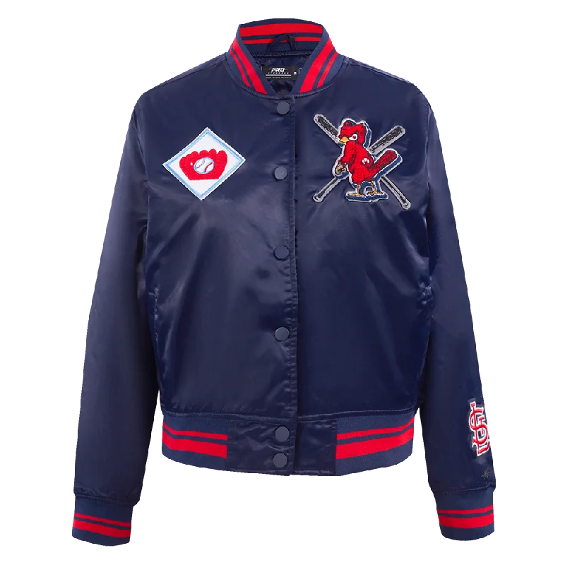 MLB ST. LOUIS CARDINALS MASHUP WOMEN'S RIB SATIN JACKET (MIDNIGHT NAVY/RED/MIDNIGHT NAVY)