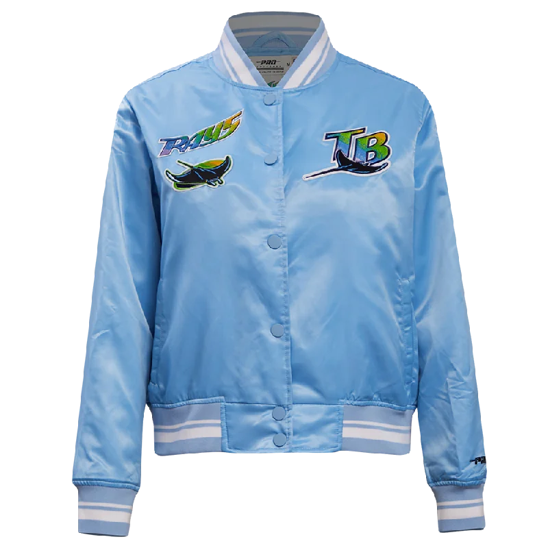 MLB TAMPA BAY RAYS RETRO CLASSIC WOMEN'S RIB SATIN JACKET (UNIVERSITY BLUE)