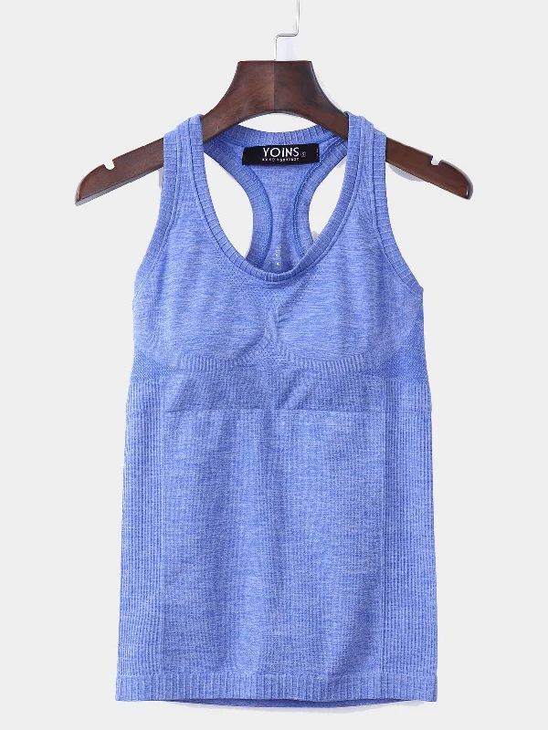 Custom Round Neck Sleeveless Blue Tank Top