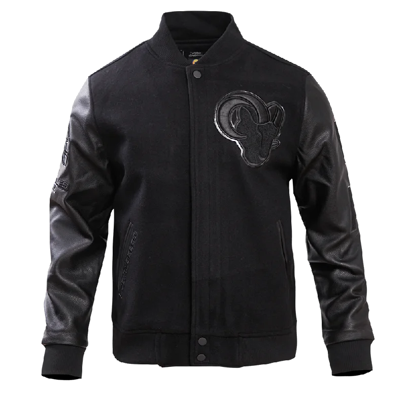 NFL LOS ANGELES RAMS TRIPLE BLACK WOOL MEN'S VARSITY JACKET (TRIPLE BLACK)