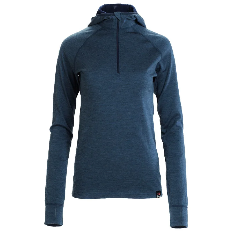 Womens Merino 200 Zip Neck Hoodie (Denim)