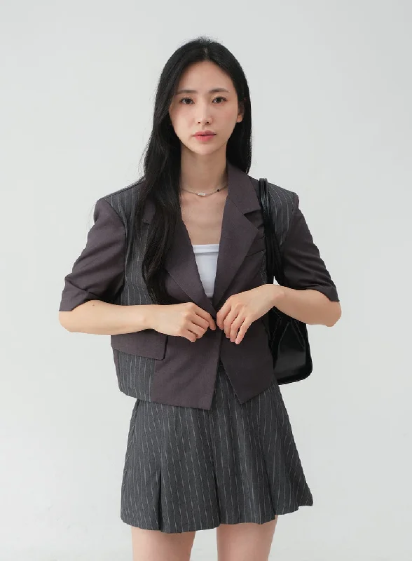 Striped Cropped Tailored Jacket OY25