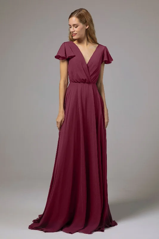 A-Line Floor Length Chiffon Bridesmaid Dress CB0410