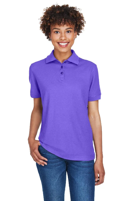 UltraClub Womens Whisper Short Sleeve Polo Shirt - Purple - Closeout