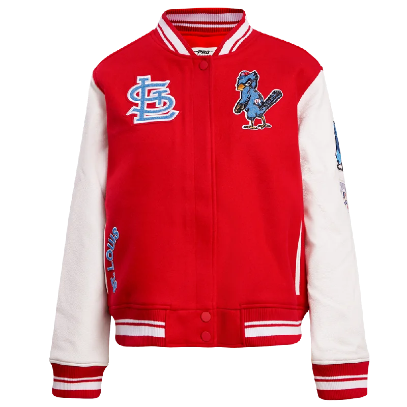 MLB ST. LOUIS CARDINALS RETRO CLASSIC WOMEN'S RIB WOOL VARSITY JACKET (RED)