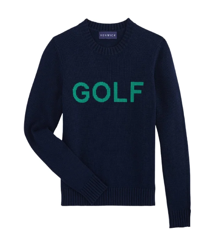 Golf Sweater in Navy with Leprechaun