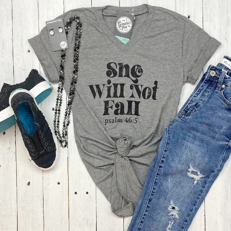 She Will Not Fall - V-Neck Tee