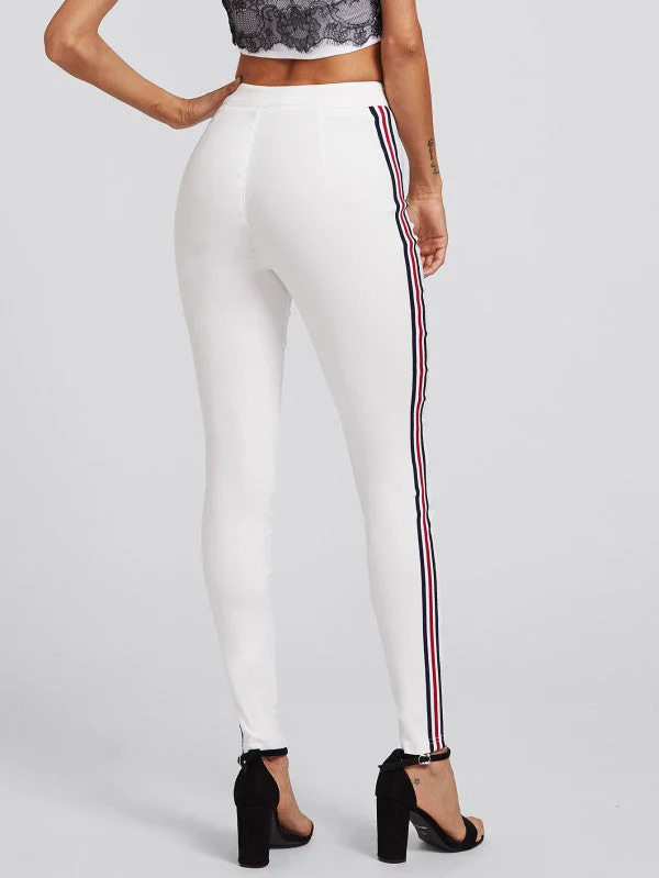 Contrast Tape Skinny Pants