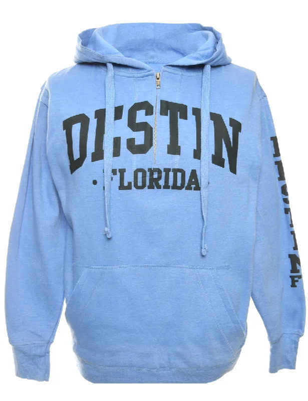 Blue Printed Hoodie - M